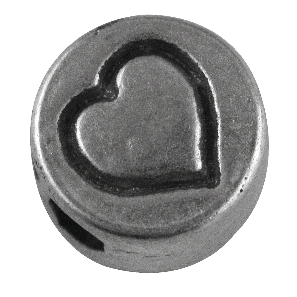 Metall-Perle Herz , ø 7 mm, Loch 2 mm, s