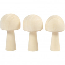 Pilze aus hellem Holz, 3 Stück